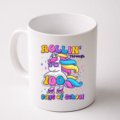 Rollin Through 100 Days Of School Roller Skating Unicorn Coffee Mug