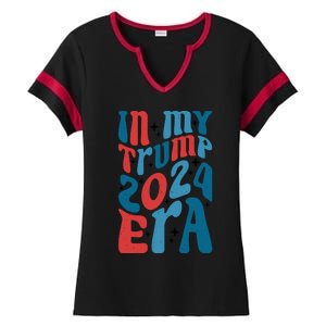 Retro Trump 2024 Era Graphic Ladies Halftime Notch Neck Tee