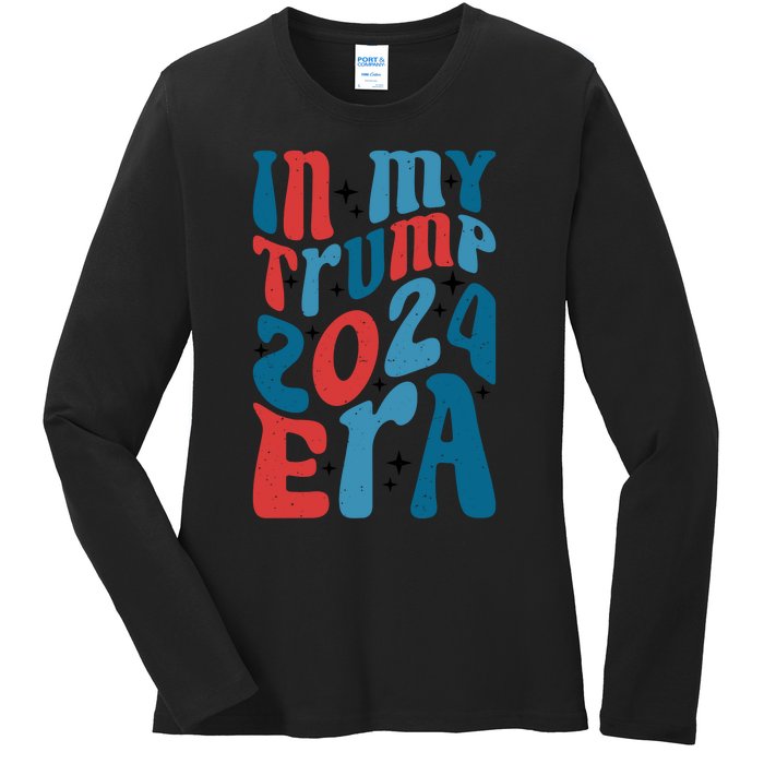 Retro Trump 2024 Era Graphic Ladies Long Sleeve Shirt