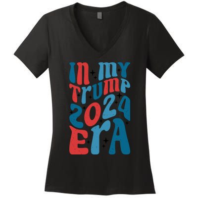 Retro Trump 2024 Era Graphic Women's V-Neck T-Shirt