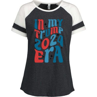 Retro Trump 2024 Era Graphic Enza Ladies Jersey Colorblock Tee