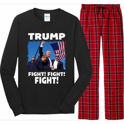 Retro Trump 2024 Fight Long Sleeve Pajama Set