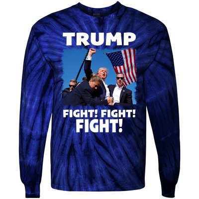 Retro Trump 2024 Fight Tie-Dye Long Sleeve Shirt