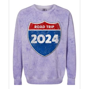 Road Trip 2024 Sign Matching Family Group Colorblast Crewneck Sweatshirt