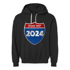 Road Trip 2024 Sign Matching Family Group Garment-Dyed Fleece Hoodie