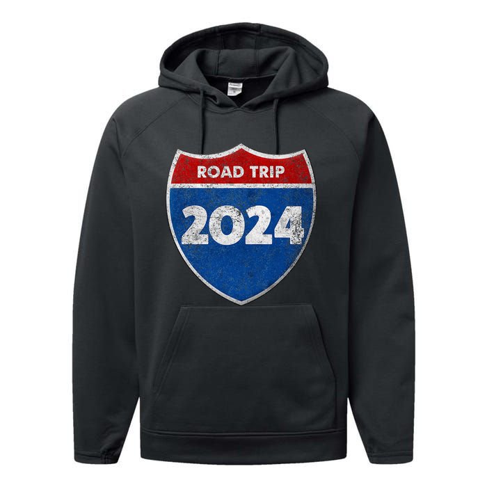 Road Trip 2024 Sign Matching Family Group Performance Fleece Hoodie