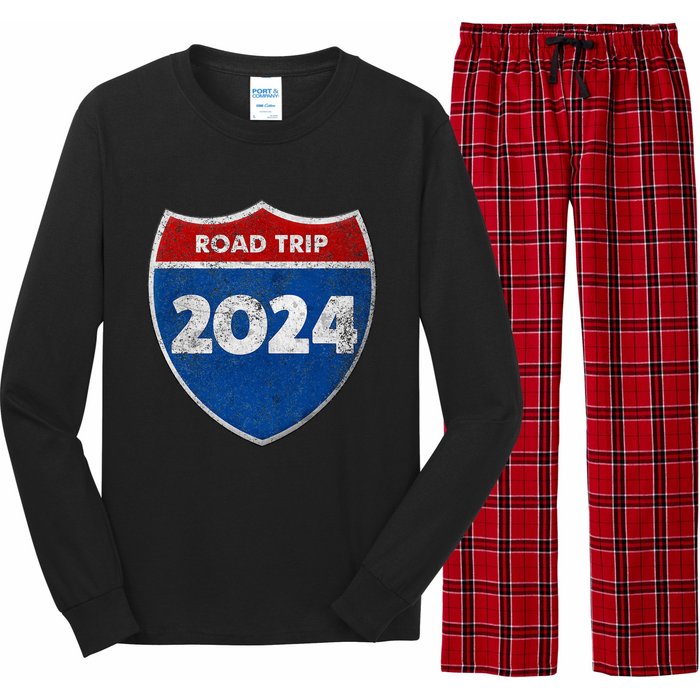 Road Trip 2024 Sign Matching Family Group Long Sleeve Pajama Set