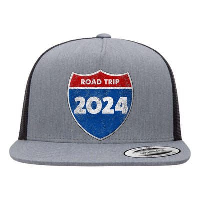 Road Trip 2024 Sign Matching Family Group Flat Bill Trucker Hat