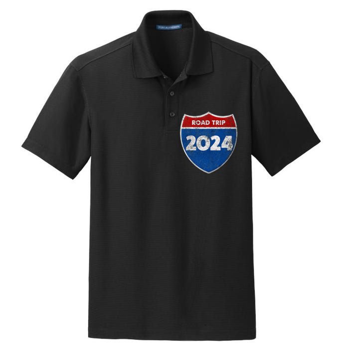 Road Trip 2024 Sign Matching Family Group Dry Zone Grid Polo