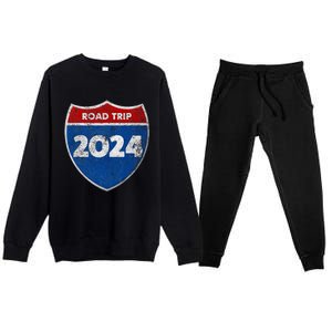 Road Trip 2024 Sign Matching Family Group Premium Crewneck Sweatsuit Set