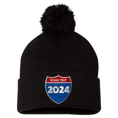 Road Trip 2024 Sign Matching Family Group Pom Pom 12in Knit Beanie