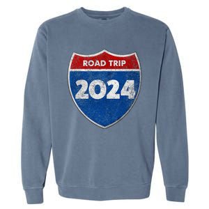 Road Trip 2024 Sign Matching Family Group Garment-Dyed Sweatshirt