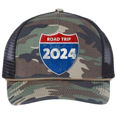 Road Trip 2024 Sign Matching Family Group Retro Rope Trucker Hat Cap