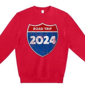 Road Trip 2024 Sign Matching Family Group Premium Crewneck Sweatshirt