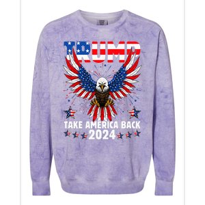 Retro Trump 2024 Take America Back American Flag Trump 2024 Colorblast Crewneck Sweatshirt