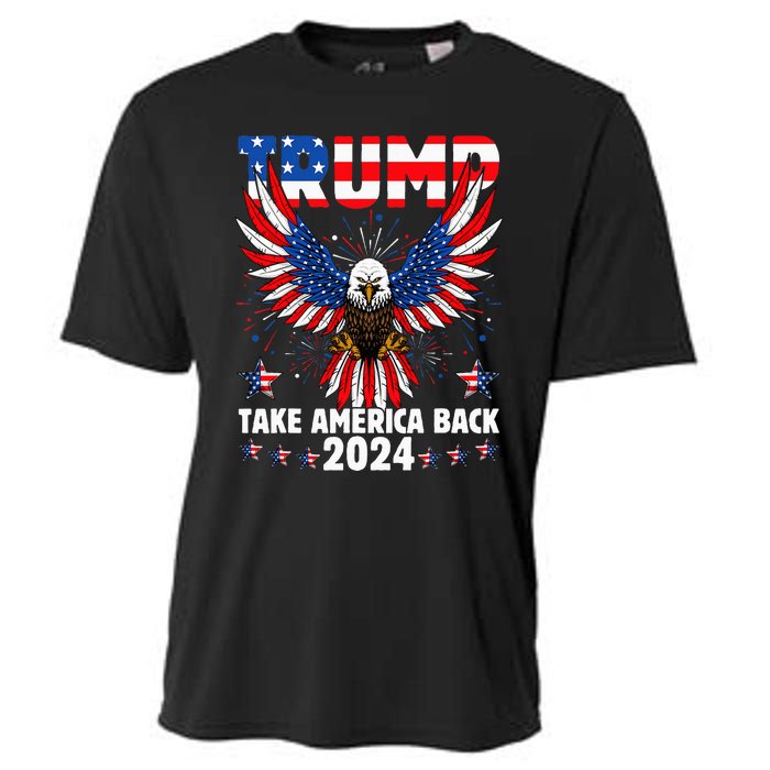 Retro Trump 2024 Take America Back American Flag Trump 2024 Cooling Performance Crew T-Shirt