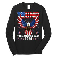 Retro Trump 2024 Take America Back American Flag Trump 2024 Long Sleeve Shirt