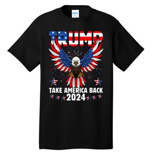 Retro Trump 2024 Take America Back American Flag Trump 2024 Tall T-Shirt