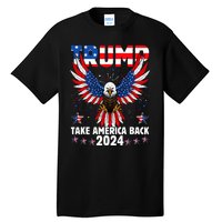 Retro Trump 2024 Take America Back American Flag Trump 2024 Tall T-Shirt