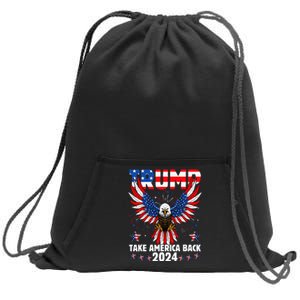 Retro Trump 2024 Take America Back American Flag Trump 2024 Sweatshirt Cinch Pack Bag