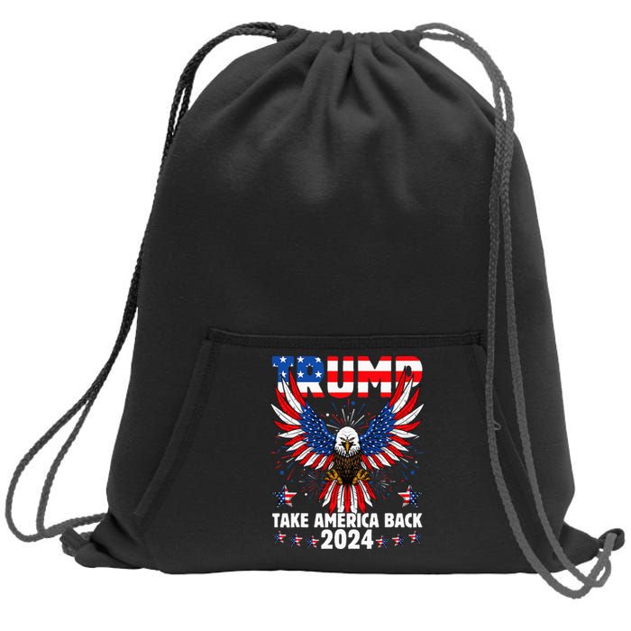 Retro Trump 2024 Take America Back American Flag Trump 2024 Sweatshirt Cinch Pack Bag