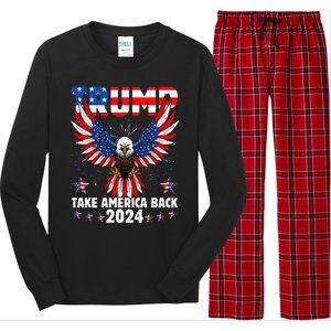 Retro Trump 2024 Take America Back American Flag Trump 2024 Long Sleeve Pajama Set