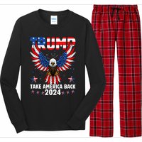 Retro Trump 2024 Take America Back American Flag Trump 2024 Long Sleeve Pajama Set