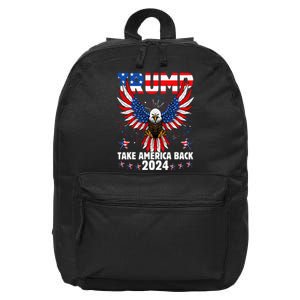 Retro Trump 2024 Take America Back American Flag Trump 2024 16 in Basic Backpack