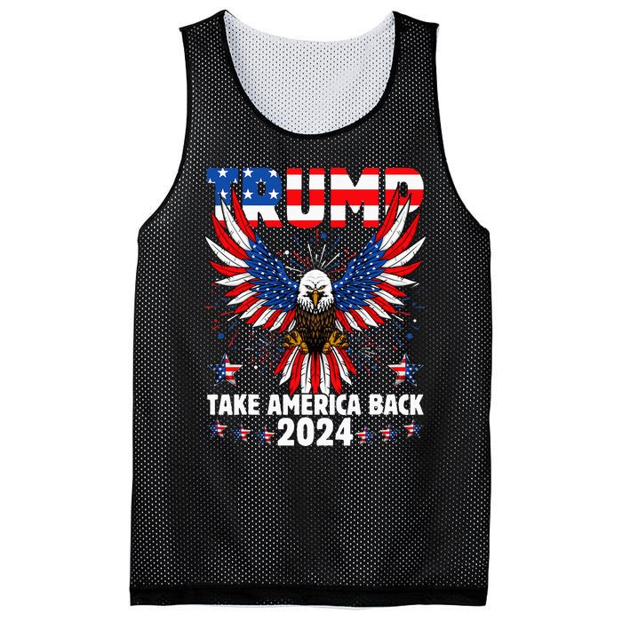 Retro Trump 2024 Take America Back American Flag Trump 2024 Mesh Reversible Basketball Jersey Tank