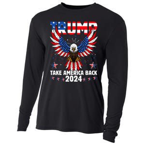 Retro Trump 2024 Take America Back American Flag Trump 2024 Cooling Performance Long Sleeve Crew