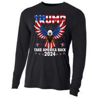 Retro Trump 2024 Take America Back American Flag Trump 2024 Cooling Performance Long Sleeve Crew