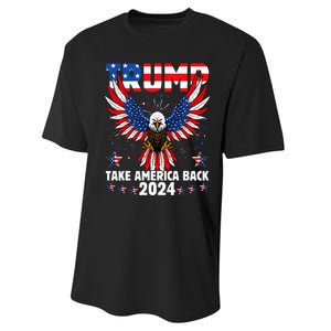 Retro Trump 2024 Take America Back American Flag Trump 2024 Performance Sprint T-Shirt