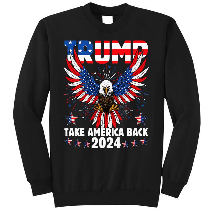 Retro Trump 2024 Take America Back American Flag Trump 2024 Tall Sweatshirt