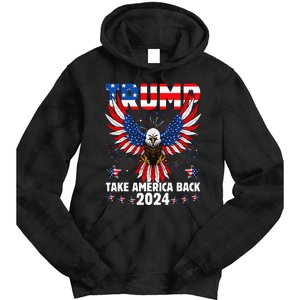 Retro Trump 2024 Take America Back American Flag Trump 2024 Tie Dye Hoodie