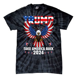 Retro Trump 2024 Take America Back American Flag Trump 2024 Tie-Dye T-Shirt