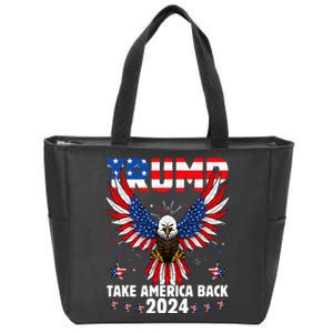 Retro Trump 2024 Take America Back American Flag Trump 2024 Zip Tote Bag