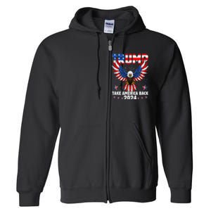 Retro Trump 2024 Take America Back American Flag Trump 2024 Full Zip Hoodie