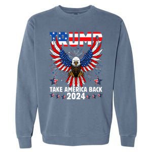 Retro Trump 2024 Take America Back American Flag Trump 2024 Garment-Dyed Sweatshirt