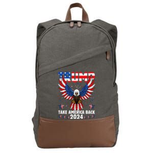 Retro Trump 2024 Take America Back American Flag Trump 2024 Cotton Canvas Backpack