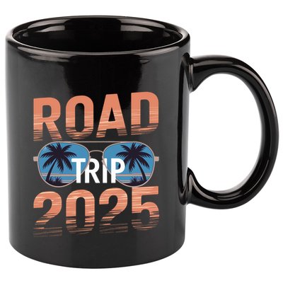 Road Trip 2025 Family Vacation Gift 11oz C Handle Ceramic Mug