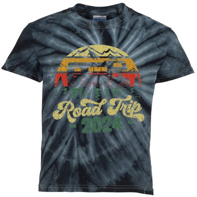 Road Trip 2024 Retro Vintage Kids Tie-Dye T-Shirt