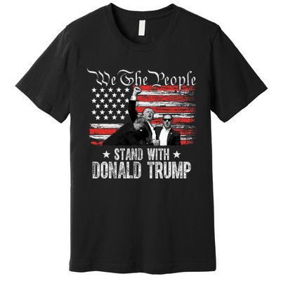 Retro Trump 2024 American Flag Stand With Donald Trump Premium T-Shirt