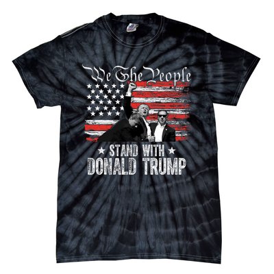 Retro Trump 2024 American Flag Stand With Donald Trump Tie-Dye T-Shirt