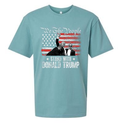 Retro Trump 2024 American Flag Stand With Donald Trump Sueded Cloud Jersey T-Shirt