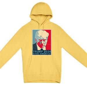 Retro Trump 2024 Save America Funny Trump Mug Shot Gift Premium Pullover Hoodie