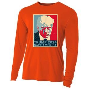 Retro Trump 2024 Save America Funny Trump Mug Shot Gift Cooling Performance Long Sleeve Crew