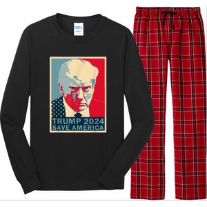 Retro Trump 2024 Save America Funny Trump Mug Shot Gift Long Sleeve Pajama Set