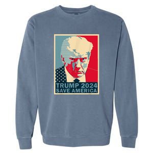 Retro Trump 2024 Save America Funny Trump Mug Shot Gift Garment-Dyed Sweatshirt