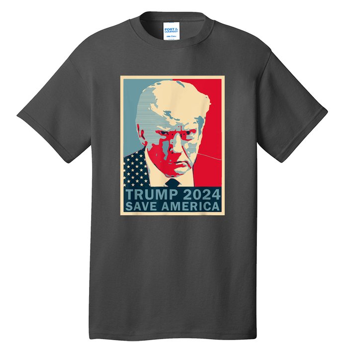 Retro Trump 2024 Save America Funny Trump Mug Shot Gift Tall T-Shirt