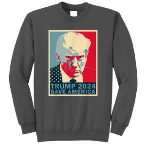 Retro Trump 2024 Save America Funny Trump Mug Shot Gift Tall Sweatshirt